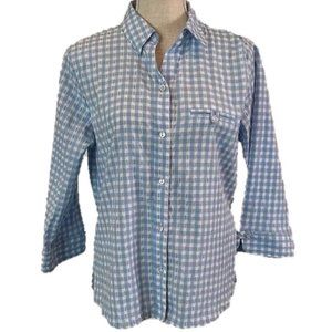ALLISON DALEY Blue Check Petite Top - 10P